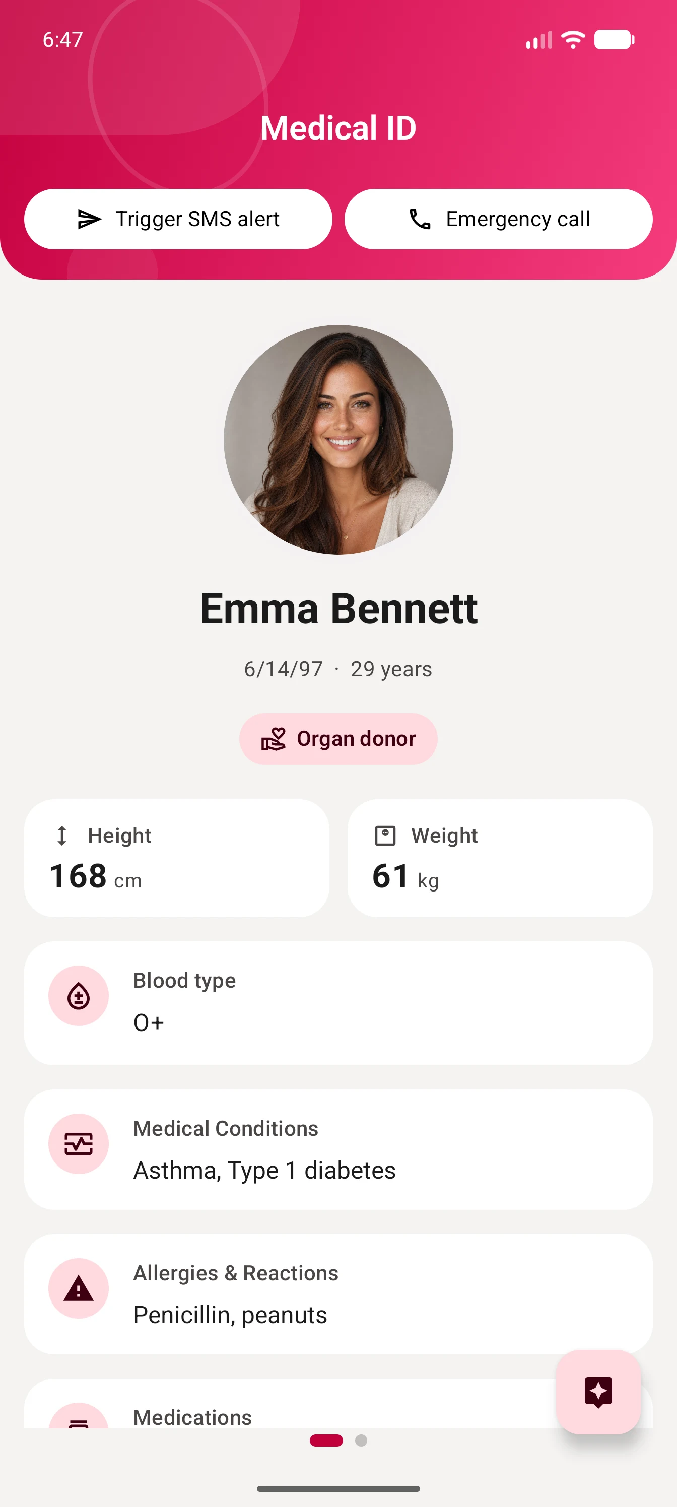 Medical ID screenshot