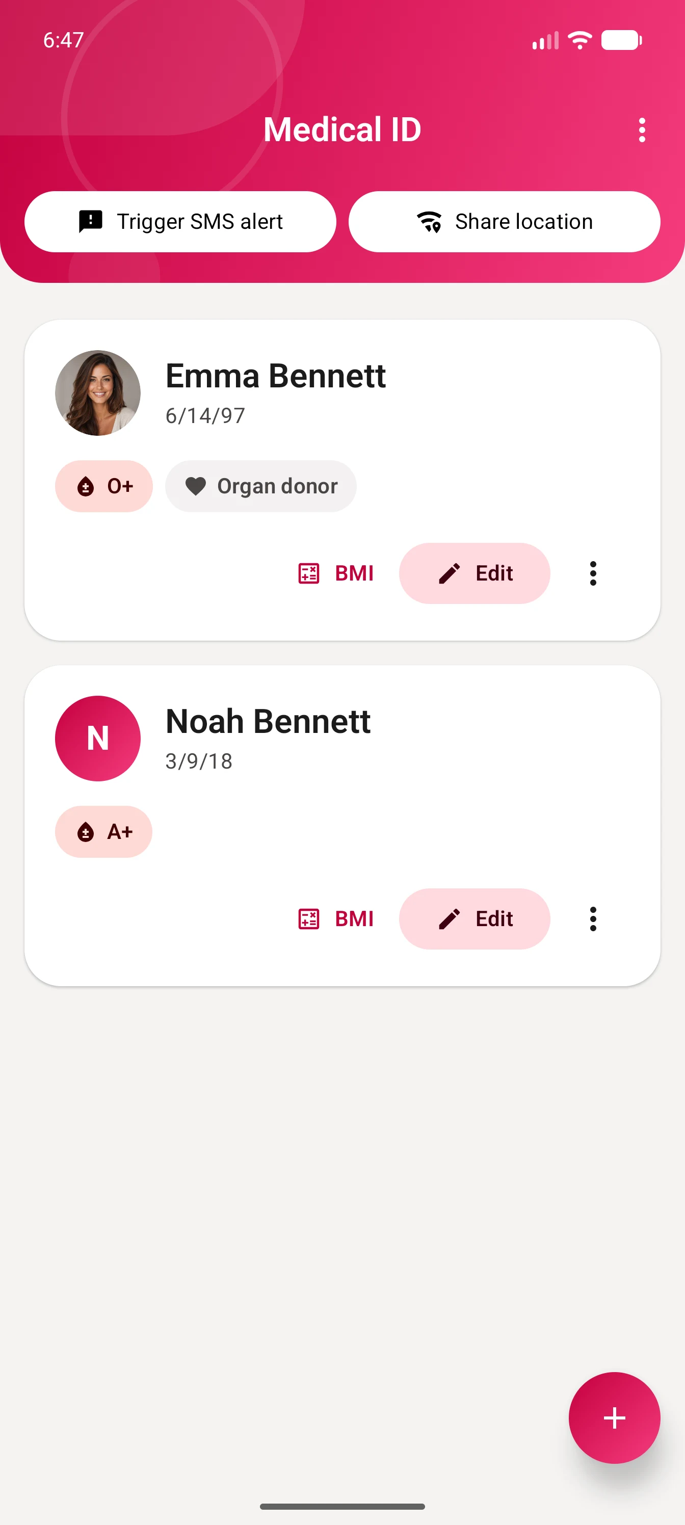 Medical ID screenshot